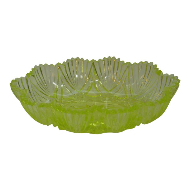 Antique Canary Yellow Vaseline Glass Candy Dish Chairish