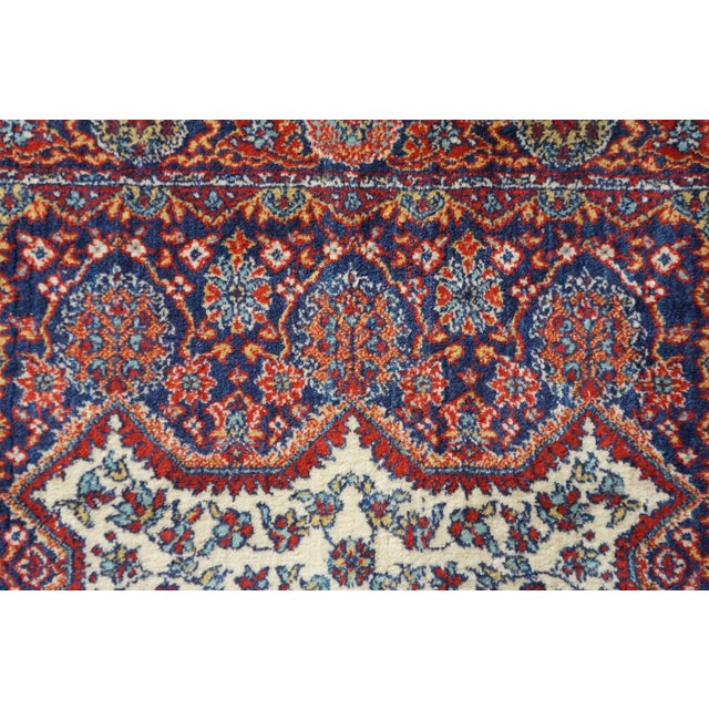 Vintage Hand-Knotted Oriental Geometric Medallion Wool Rug Ivory Crimson 3x6' For Sale - Image 6 of 12