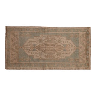 Vintage Distressed Oushak Rug Mat Runner - 1'9" X 3'4" For Sale