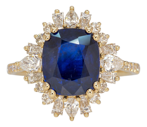 Gia Certified 4.3Ct Ceylon Sapphire Ring With Natural Diamond Accents: 14k Gold, Size 6.75