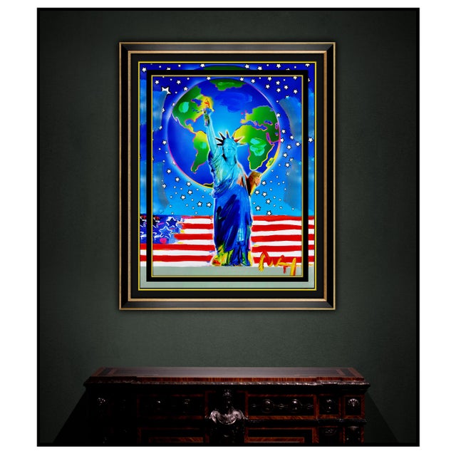The artwork listed is an Original Mixed Media Peter Max Painting titled "ORIGINAL PEACE on EARTH" with a Max Studios...