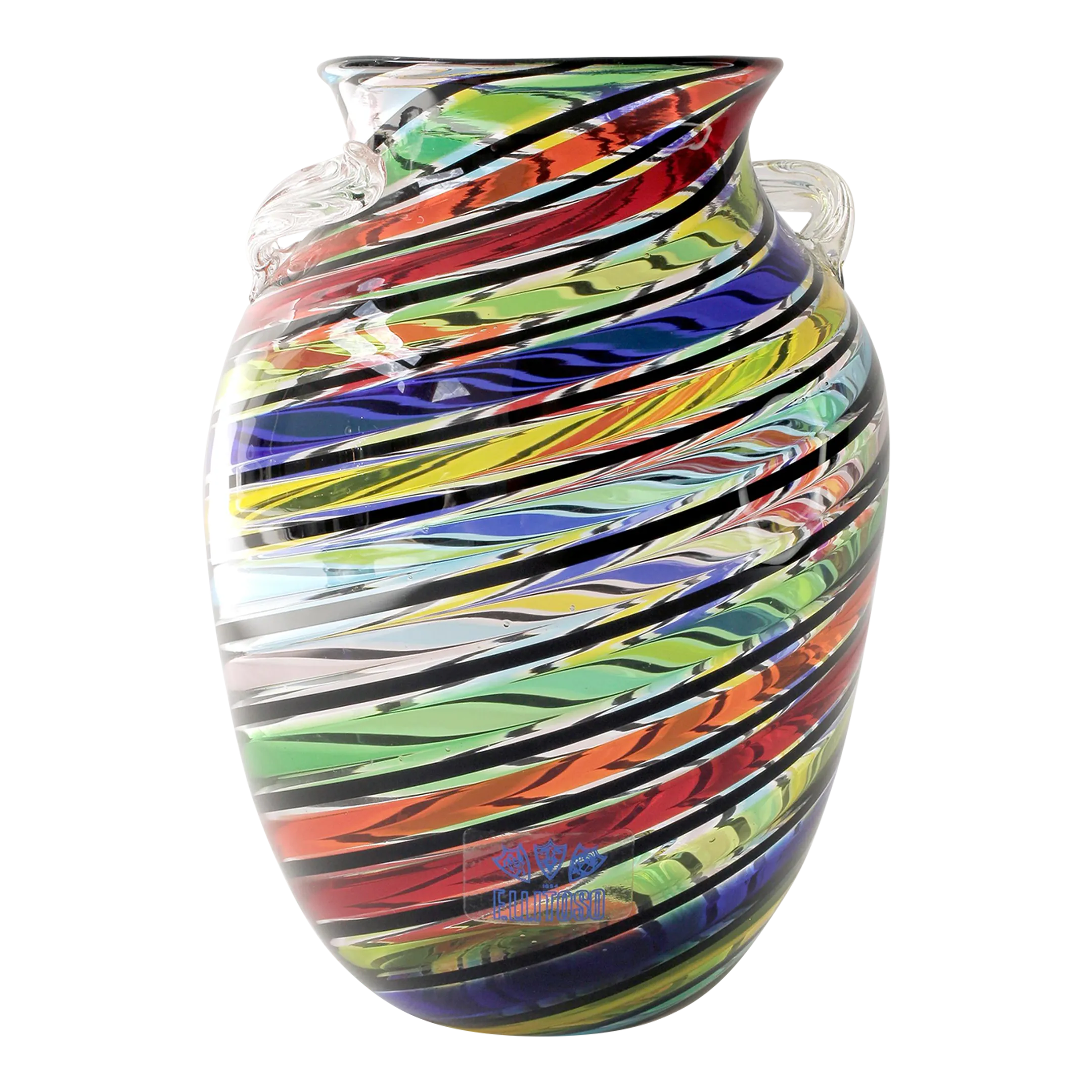 1960s Vintage Fratelli Toso Canne Multicolor Winged Murano Glass