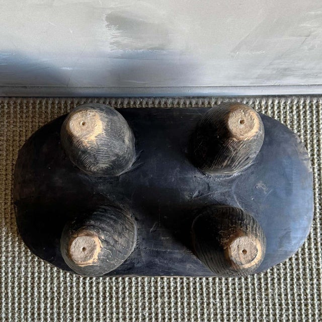 Vintage Black Painted African Stool For Sale In Los Angeles - Image 6 of 7