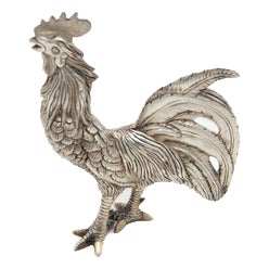 Miniature Silver Rooster with Low Reliefs For Sale