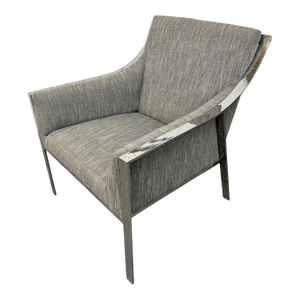 Vintage Milo Baughman Style Flat Bar Chrome Arm Chair