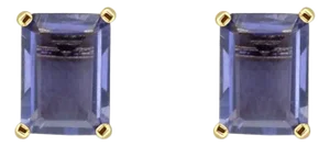9MM Amethyst Emerald Cut Studs, 2 Pieces