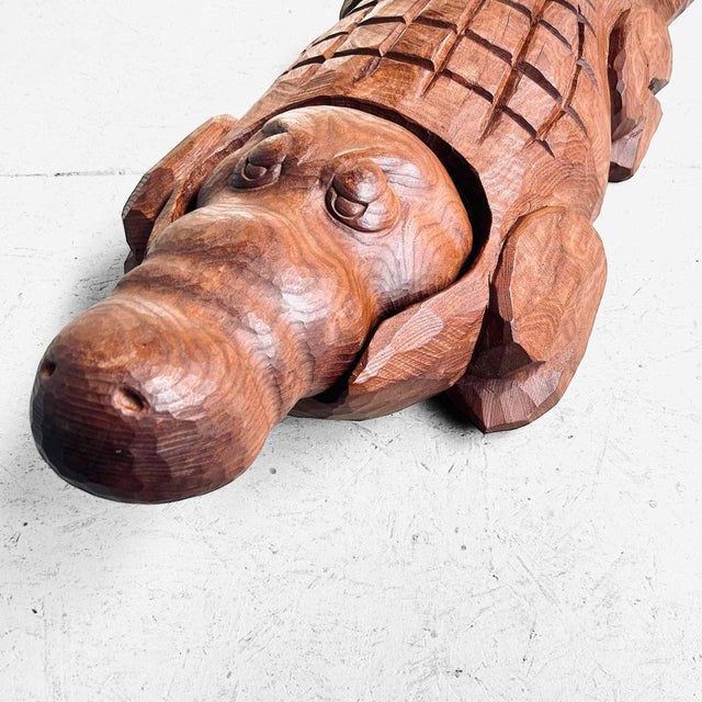 Mid-Century Modern Decorative Crocodile Woodcarving, Japan, 2004 For Sale - Image 3 of 18