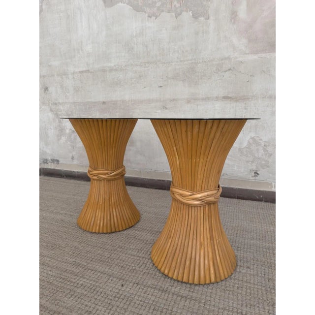 Pair of bamboo sidetables with glass tops by mcguire – 1970s product details dimensions: 50 w × 64 h × 50 d cm each this...