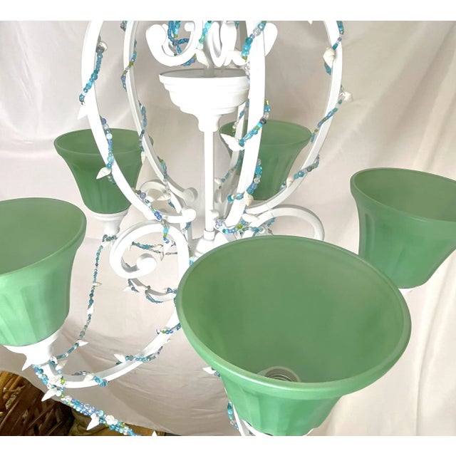 Coastal Seaglass and Seashell 5-Light Chandelier For Sale - Image 9 of 12