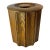 1970s Mid-Century Modern Oak Ice Bucket With Lid — Fluted Slat Barware For Sale