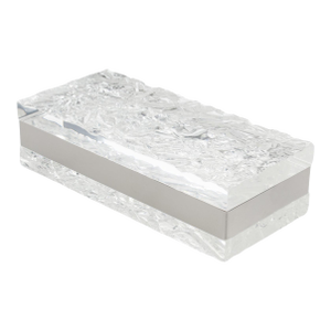 Willy Rizzo Style Ice Effect Lucite and Chrome Decorative Box