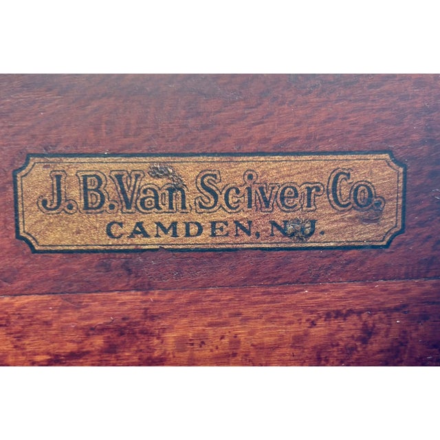 Vtg. J.B.Van Sciver Co. Queen Anne Style Mahogany Two Drawer Nightstand/Table For Sale - Image 11 of 13