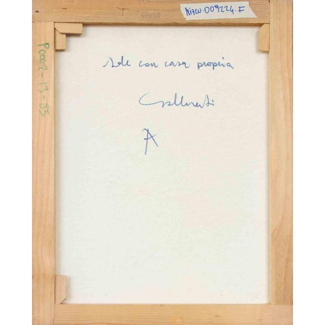1970s Alberto Gallerati, Alone at her Own Home, Oil on Canvas, 1970s For Sale - Image 5 of 6