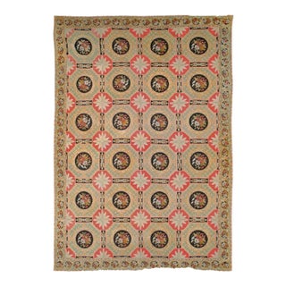 Galerie Shabab Collection Early 20th Century Antique English Needlepoint Large Carpet For Sale