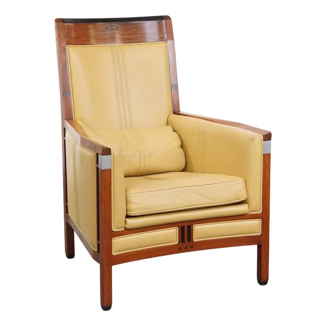 Art Deco Decoforma Series High Back Armchair in Yellow Leather from Schuitema For Sale