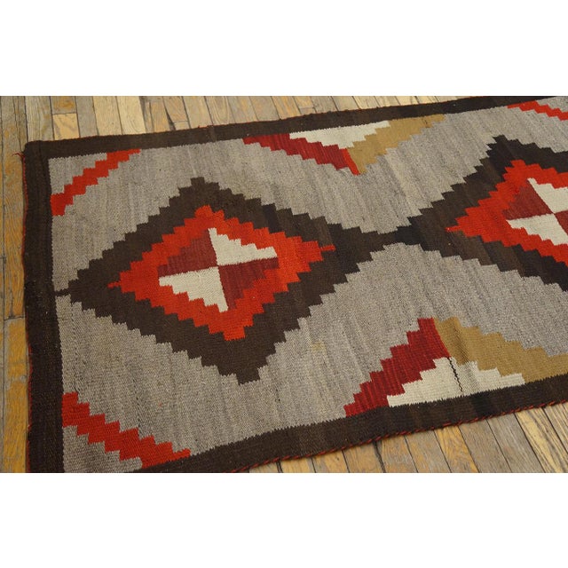 1930s Gray Diamond Tribal Antique N. American Navajo Rug 4 X 5'3" Handknotted Wool Carpet For Sale - Image 9 of 10
