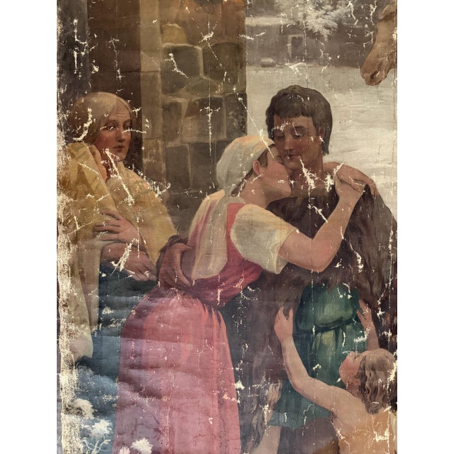 After Pierre Puvis de Chavannes, The Evolution of Man, 1890s, Oil Painting on Canvas, Set of 3 For Sale - Image 6 of 11