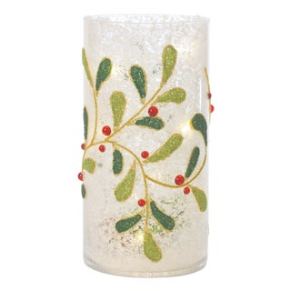 Beaded Glass Mistletoe Candle Holder (Set of 2) For Sale