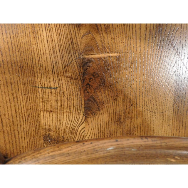 Vintage Baker Furniture Set of 4 Queen Anne Dark Oak Windsor Arm Chairs For Sale - Image 12 of 14