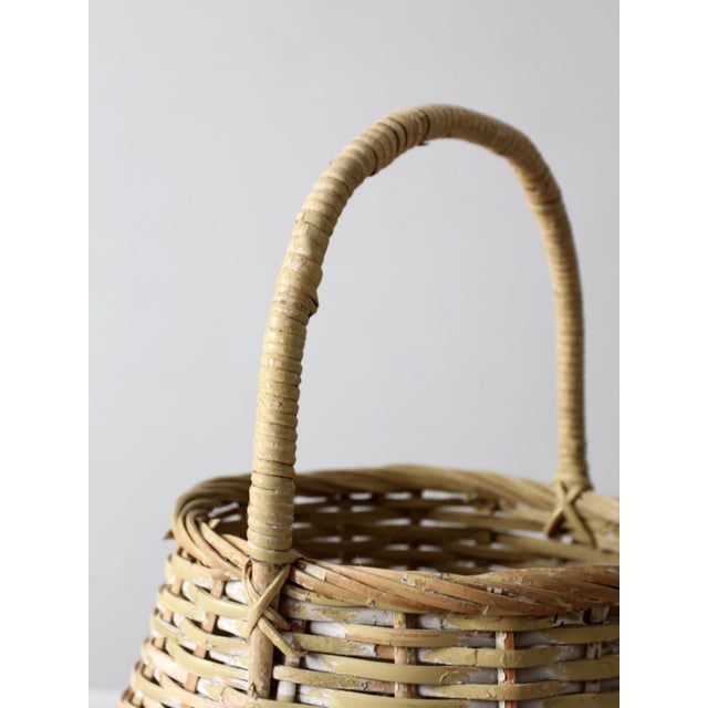 Vintage Handmade Gathering Basket With Handle For Sale - Image 9 of 12