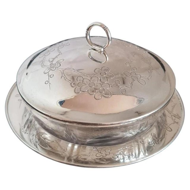 Antique Chinese Export Silver and Hand-Engraved Cut Glass Preserve Jar with Cover For Sale - Image 13 of 13
