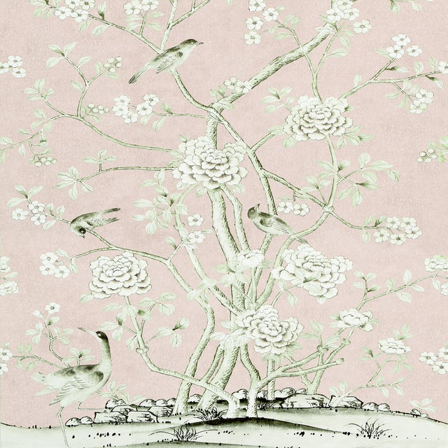 Contemporary Sample - Schumacher X Mary McDonald Chinois Palais Wallpaper in Blush Conch For Sale - Image 3 of 3