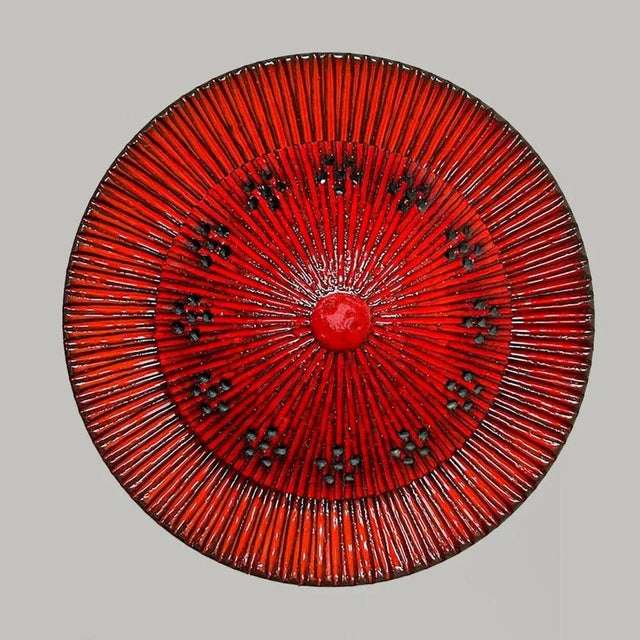 Red Circular Ceramic Wall Light by Axella, 1970 For Sale - Image 6 of 7