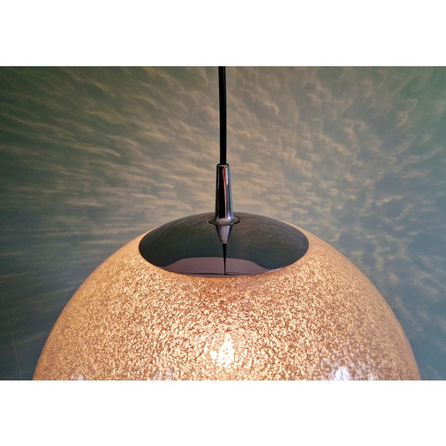 Space Age Pendant Light in Bubbled Blown Glass by Peill and Putzler, 1970s For Sale - Image 6 of 12