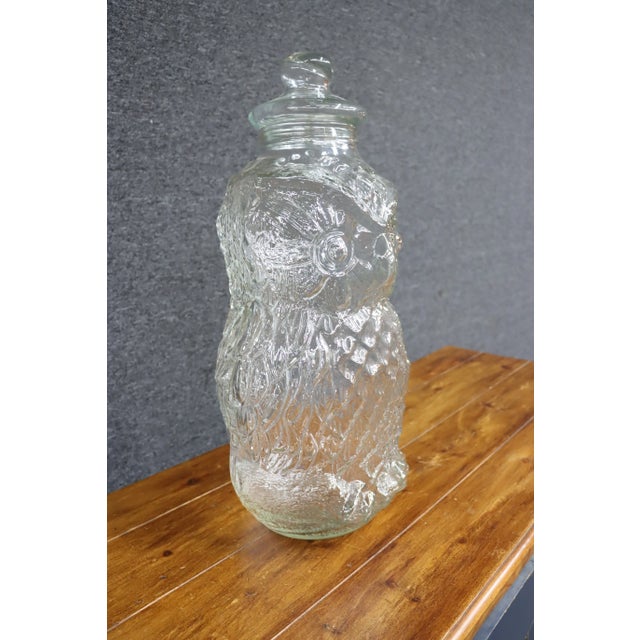 "The Wise Old Owl" Vintage Jar with Lid *glass *original lid