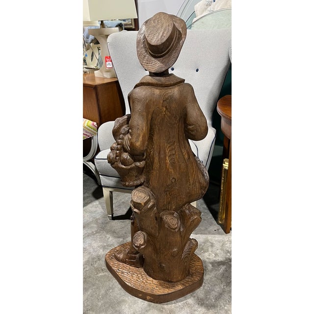 Italian Hand Carved Wood Statue. 18th C Style Young Man For Sale - Image 4 of 12