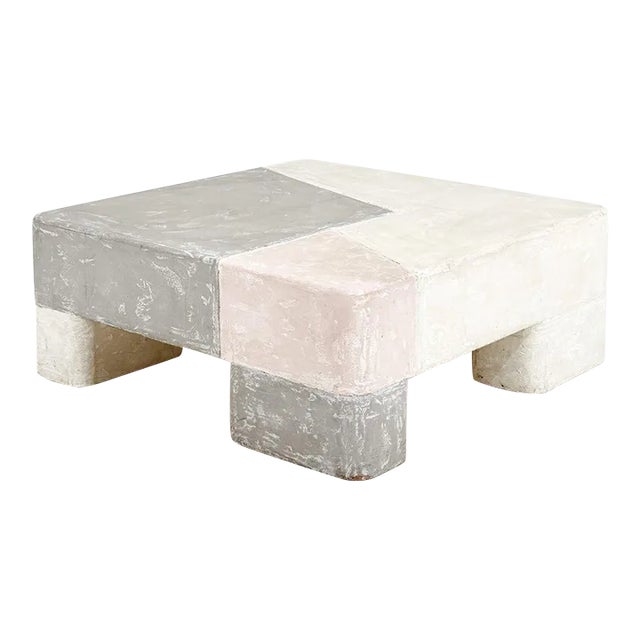 Plaster Coffee Table Postmodern Grey, Pink, White,1970 For Sale