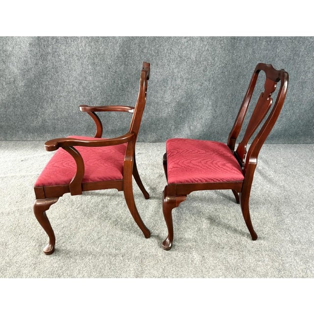 Late 20th Century Vintage Hickory Attributed Chair 7 Piece Solid Mahogany Dining Set For Sale - Image 5 of 18