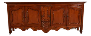 Baker Furniture French Provincial Louis XV Carved Cherry Wood Sideboard Credenza or Bar Cabinet