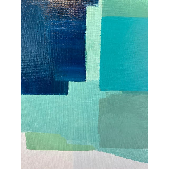 Modern Contemporary Color Block Painting in Acrylic "Colorblock Blues#3" For Sale - Image 3 of 5