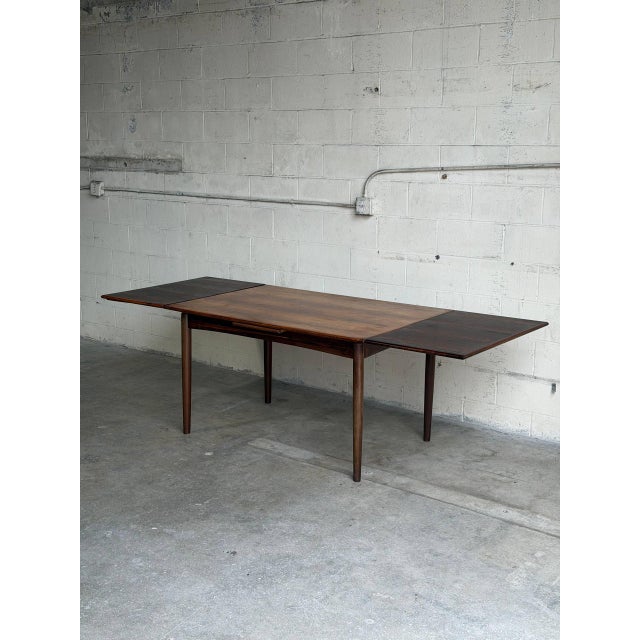 Danish Rosewood Dining Table With Expandable Pull Out Draw Leaves Denmark N&r Møbler 1960s For Sale - Image 10 of 10