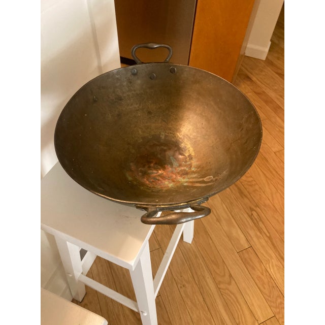 Good sized antique copper bowl hand hammered with a jointed bottom, it does have some dents on the bottom and has a very...
