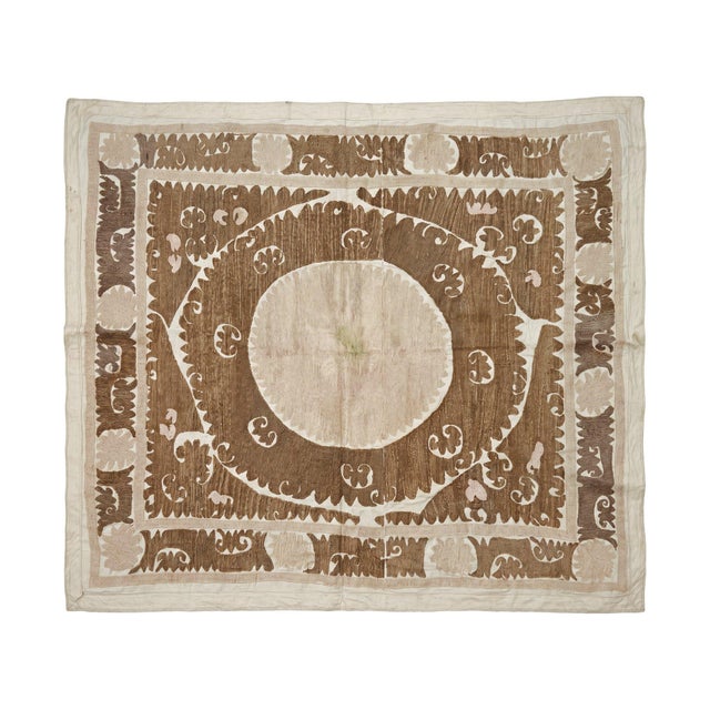 Vintage Suzani from Tashkent, circa 1960s era. Dimension; 54'' x 66'' inches / 137 x 168 cm / 4'6'' x 5'6'' Material: 100%...