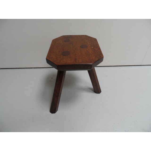 Brown Antique Oak Milk Stool, 1890s For Sale - Image 8 of 9