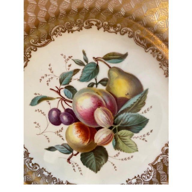 Set of 10 Antique English Copeland Spode Hand Painted Fruit Plates For Sale - Image 9 of 11