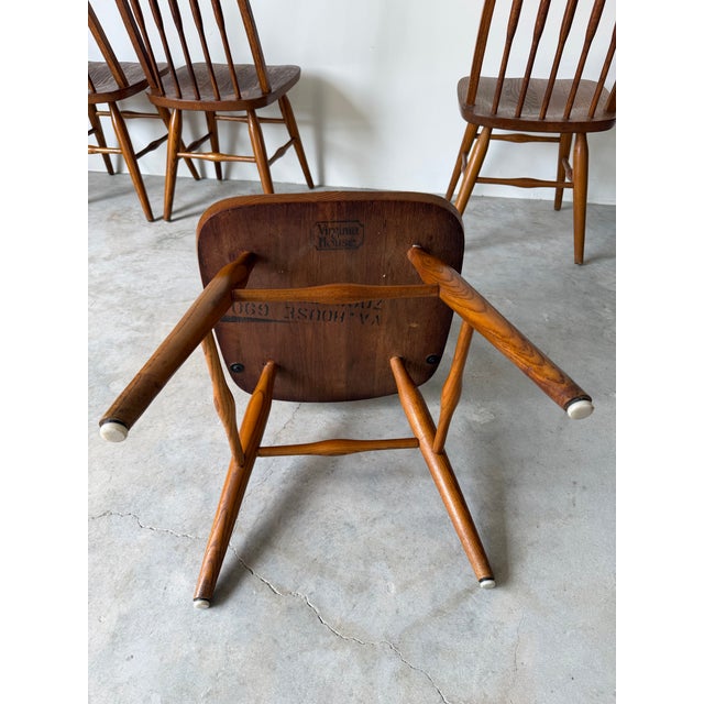 Vintage Virginia House Solid Oak Windsor-Style Dining Chairs – Set of 4 For Sale - Image 12 of 13