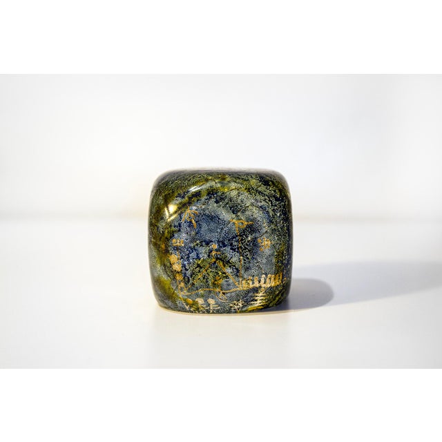 Glass paperweight sculpture, primitive figurative decorations. Petroglyph model Designer Göran Wärff Manufacturer Kosta...