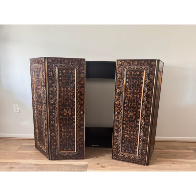 Black Late 20th Century Hollywood Regency Wall Mounted Tv Hideaway Cabinet For Sale - Image 8 of 11