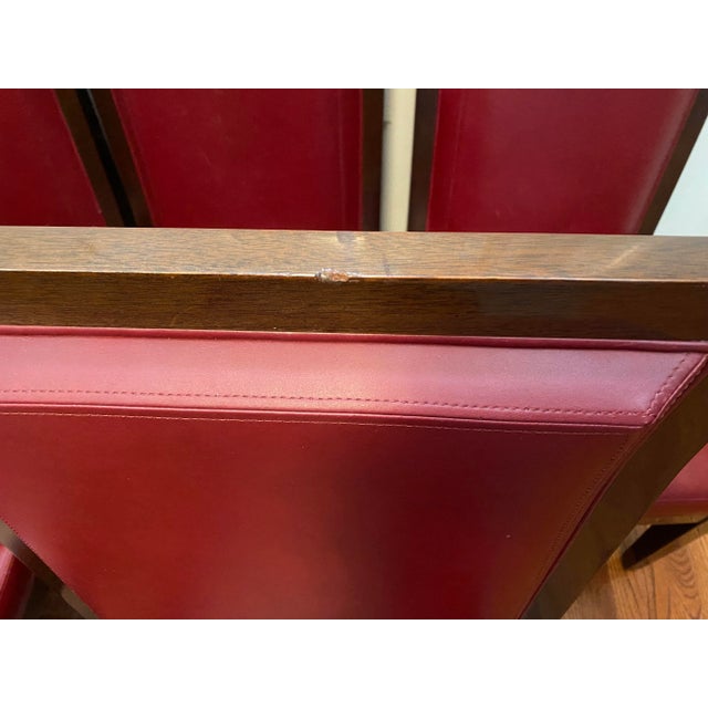 Ruby Red Holly Hunt 1980s Red Leather Dinning Chairs Set of 8 For Sale - Image 8 of 13