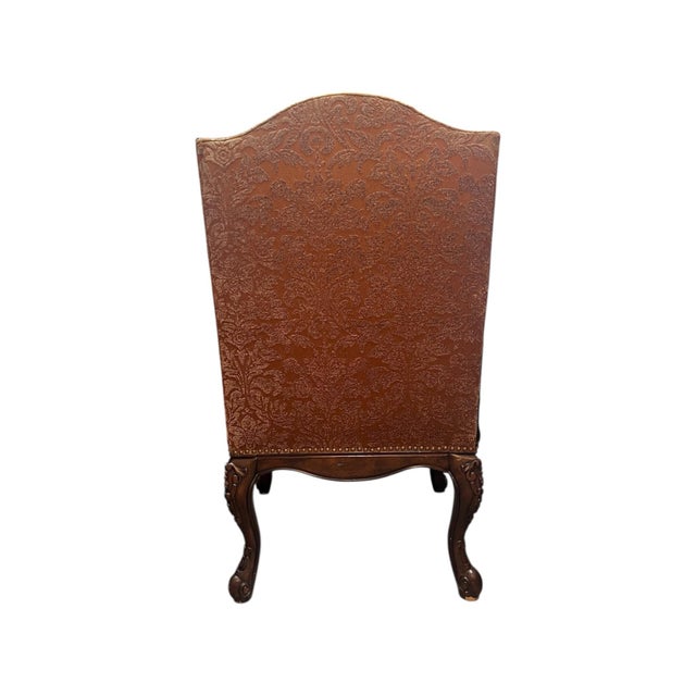 1990s Rachlin Classics European Revival Damask Upholstered Accent Chair For Sale - Image 6 of 11