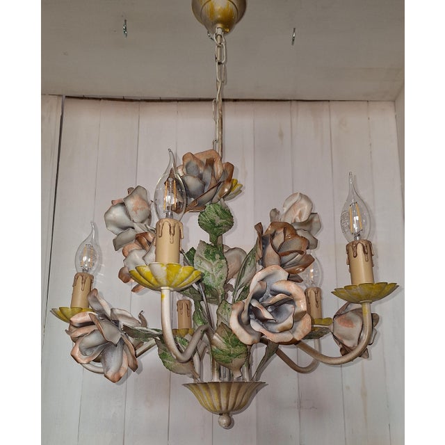 Vintage Five-Light Florentine Chandelier in Metal, 1990s For Sale - Image 6 of 9