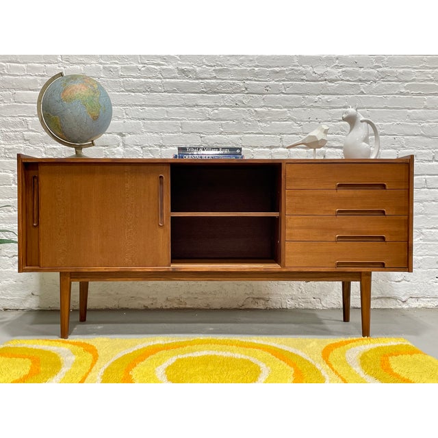 Wood Mid Century Modern Styled Handmade Teak Credenza | Danish Media Stand Sideboard For Sale - Image 7 of 12