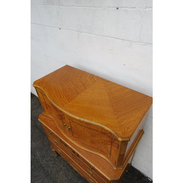 French Early 1900s Carved Inlay Tall Chest of Drawers For Sale - Image 9 of 12