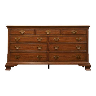 Century Furniture Solid Walnut Rustic Traditional Style 64" Double Dresser For Sale