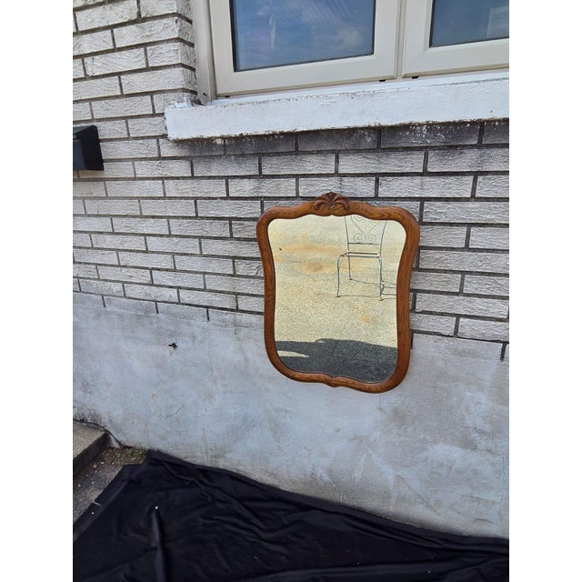 Wood 1920 Oak Bathroom Mirror. For Sale - Image 7 of 10