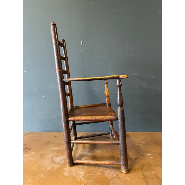 Chestnut Late 17th Century Ladder-Back Barrister Chair. English or American For Sale - Image 8 of 8